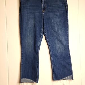 Seven7 blue denim highrise raw hem high-low woman's jeans size 16